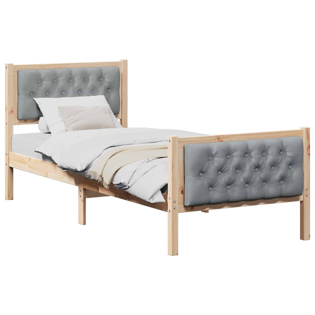 Bed Frame with Headboard Light Grey 80 x 200 cm Fabric